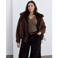 Faux Fur Collar Parka Jacket