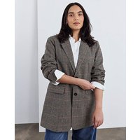 Relaxed Blazer Coat Check Print