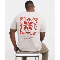 & Art Back Graphic T Shirt Cream Red & 3XL