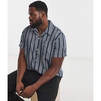 & Dover Stripe Resort Shirt Blue White & 2XL