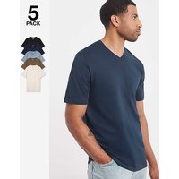 5 Pack Pure Cotton V Neck T Shirts Long Jacamo L42 44