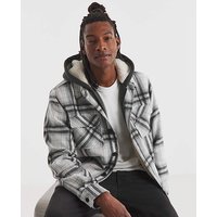 Hooded Borg Lined Check Overshirt 6XL63 65