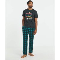 Christmas Graphic Check Pyjamas Black Green Jacamo 3XL54 56