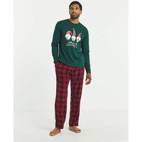 Christmas Gnomies Graphic Check Pyjamas Green Red Jacamo 4XL57 59