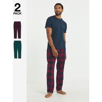 2 Pack Brushed Flannel Check Pyjamas Red Green Jacamo 45 47