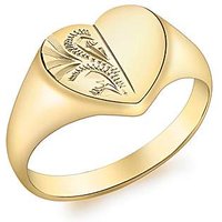 9CT Half Engraved Heart Signet Ring