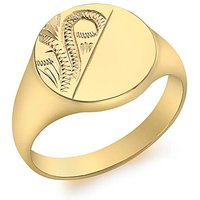 9CT Half Engraved Round Signet Ring