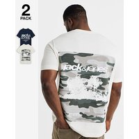 & Breeze 2 Pack T Shirt Navy Cream & 4XL
