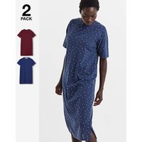 Back To Basics 2 Pack Nightie Navy Burgundy 16 18