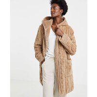 Pretty Secrets Cable Fleece Hooded Cardigan - Beige