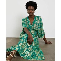 Jaquard Tea Dress Green Gold