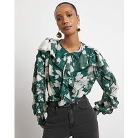 Romantic Ruffle Blouse Floral Print