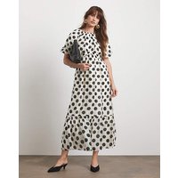 Puff Sleeve Dress Mono Spot