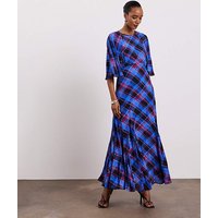 Stripe Print Tea Dress Check Print