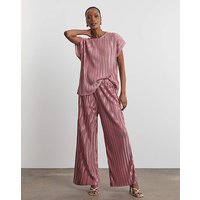 Plisse Wide Leg Trousers Rose Pink