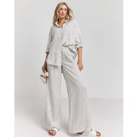Linen Wide Leg Trousers Ivory Stripe