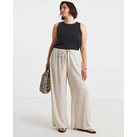 Tie Waist Wide Leg Linen Mix Trousers
