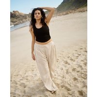 Pleated Linen Mix Wide Leg Trouser