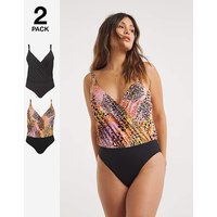 2 Pack Blouson Swimsuits Animal Black