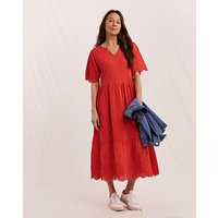 Broderie Jersey Mix Midi Dress