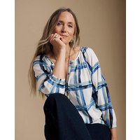 Check Print Linen Blouse Print