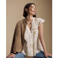 Lace Trim Peplum Blouse Multi Coloured
