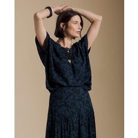 Gathered Neck Blouse Print