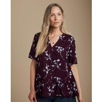 Printed Button Down Peplum Blouse Print