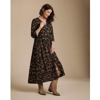 Button Down Jersey Midi Dress Animal Print