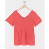 Coral Textured Peplum Top Coral