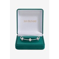 Rhodium Plated Station Clover Bracelet