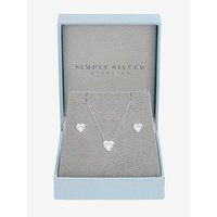 Sterling 925 CZ Besel Heart Set