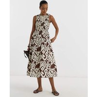 Diego S L Woven Print Midi Dress Multi Coloured