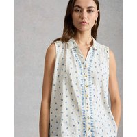 Amy Emb Sleeveless Shirt Ivory Print