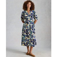 Fern Linen Blend Dress Navy Multi