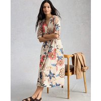 Kate Button Through Dress Ivory Print
