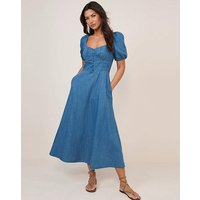 NOBODYS TULLA MIDI DENIM DRESS MID Wash