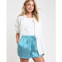 Print Satin Tie Waist Short Print