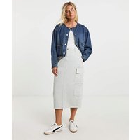 Light Grey Pocket Cargo Midi Skirt Light Grey