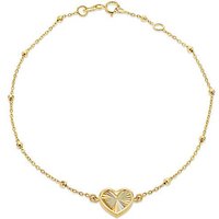 9ct Yellow Gold Rainbow Heart Bracelet INCH