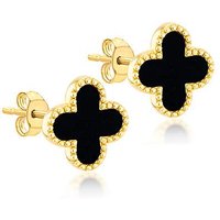 9ct Yellow Gold Onyx Petal Stud Earrings ONE