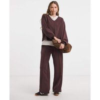 Anthology Wide Leg Joggers Satin Trim Dark Cherry