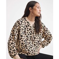 Drop Shoulder Printed Sweatshirt Animal Print