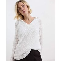 Boucle V Neck Long Sleeve Top