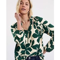 Printed Long Sleeve V Neck Top Print