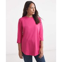 Longline Curved Hem 3 4 Sleeve Top