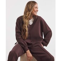 V Neck Satin Trim Sweat Dark Cherry