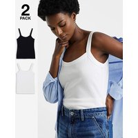 2 Pack Thick Strap Cami Black White
