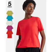 5 Pack Crew Neck T shirt Red Pink Green Blue White JD Williams