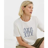 Embroidered T Shirt Fish Graphic